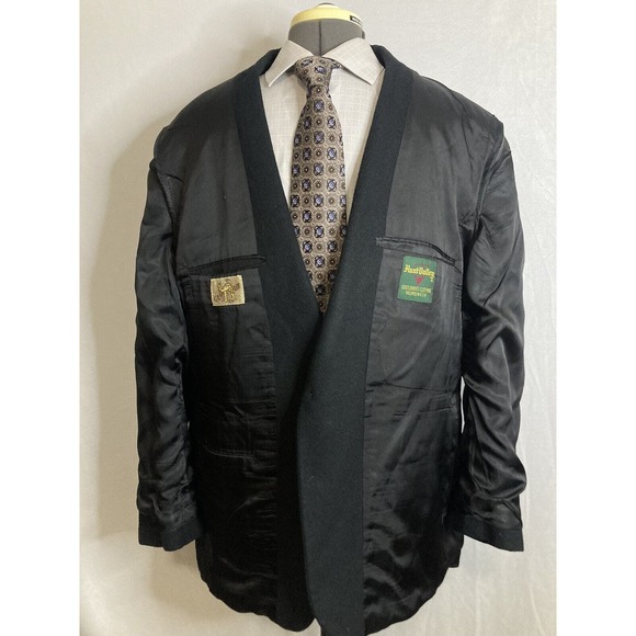 Hunt Valley Mens Sport Coat Blazer Suit Jacket 46R 50" Black Camel Hair Wool USA - Picture 8 of 13